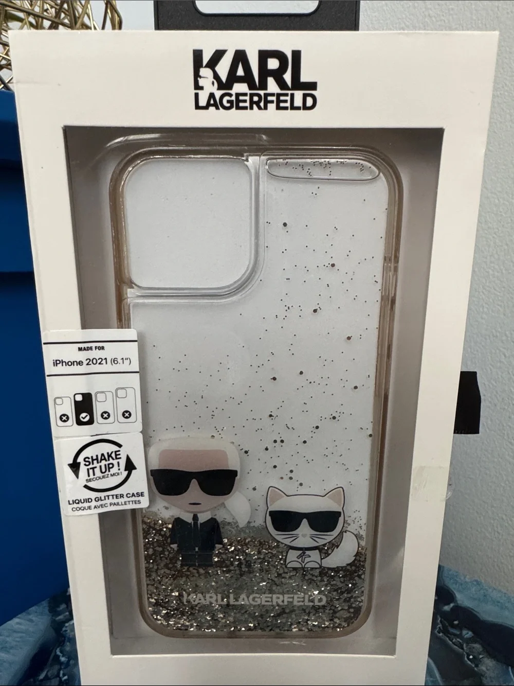 Karl Lagerfeld Gold Glitter Liquid iPhone 13 Case
